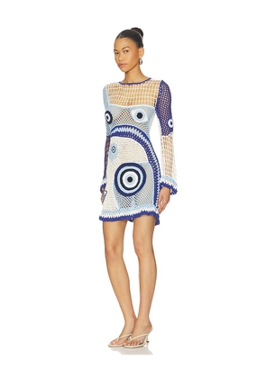 Leslie Amon Dream Evil Eye Mini Dress in White. Size S. Also in M, XS.