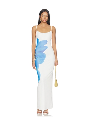MORE TO COME Nadia Maxi Dress in White,Blue. Size XXS. Also in XS, S, M, L.