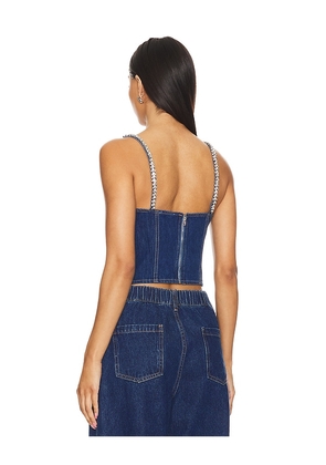 superdown Ash Bustier Top in Denim-Dark. Size S. Also in XXS, XS, M, L, XL.