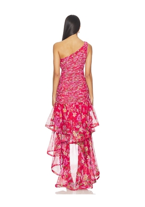 PatBO Peony Asymmetrical Maxi Dress in Red. Size 4. Also in 0.