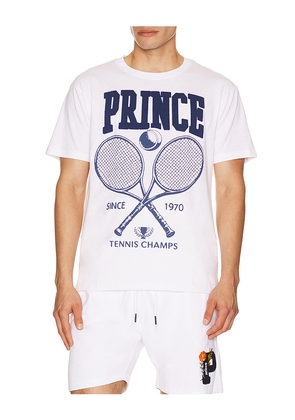 Prince Tennis Tee in White. Size M. Also in S, L, XL/1X.