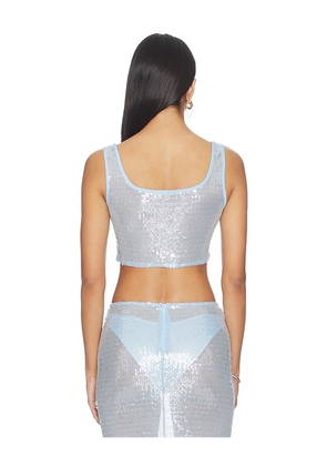 superdown Melie Sequin Top in Baby Blue. Size XXS. Also in XS, S, M, L.