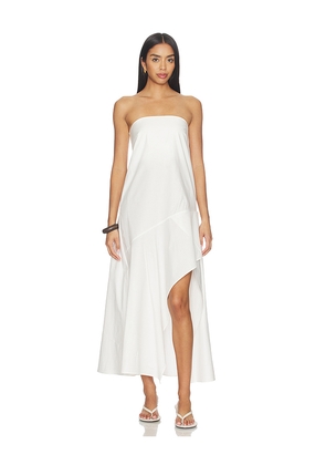 St. Agni Oxford Strapless Asymmetrical Dress in White. Size XS. Also in S, M, L.