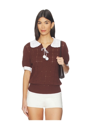 Tanner Fletcher Rufus Pom Pom Sweater in Brown. Size XS. Also in S, M, L.