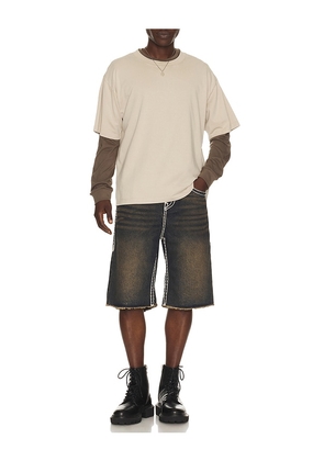 True Religion Mikey Super T Flap Denim Shorts in Black. Size 30. Also in 31, 32, 33, 34, 36.