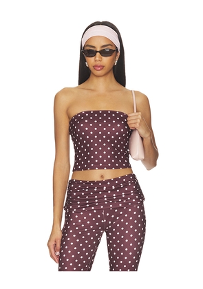 Tiger Mist Vali Polka Dot Top in Chocolate. Size XS. Also in S, M.