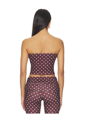 Tiger Mist Vali Polka Dot Top in Chocolate. Size XS. Also in S, L.