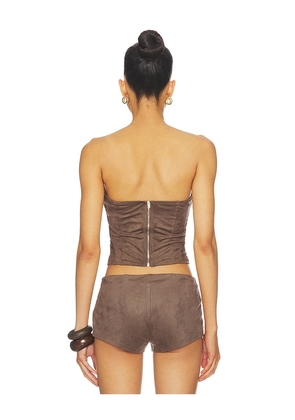 superdown Spence Faux Suede Top in Brown, grey. Size XXS. Also in XS, S, M, L, XL.