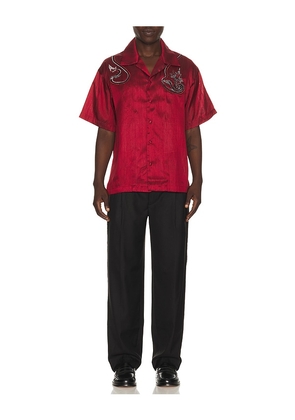 Sanea Naka Silk Shirt in Red. Size S. Also in L, M, XL/1X.