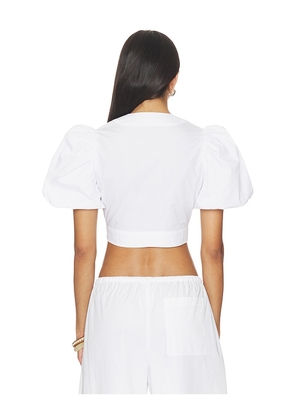 Susana Monaco Poplin Bubble Sleeve Tie Front Top in White. Size XS. Also in S, M.
