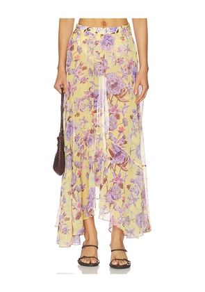 PatBO Peony Print Maxi Skirt in Yellow. Size XS. Also in S, M, L.