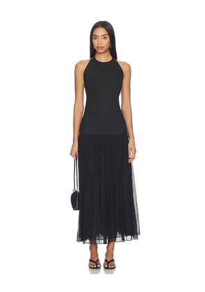 Rohe Pleated Muslin Halter Dress in Black. Size 34. Also in 36, 38, 40.