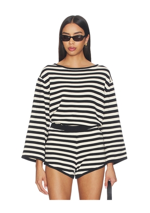 Posse Darcy Long Sleeve Top in Black & White. Size XXS. Also in XS, S, M, L.
