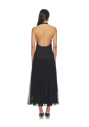 Rohe Pleated Muslin Halter Dress in Black. Size 34. Also in 36, 40.