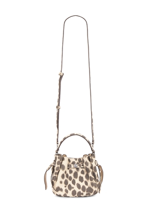 Tory Burch Romy Suede Mini Bucket Bag in Cream.