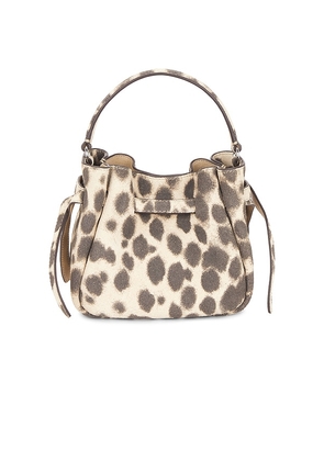 Tory Burch Romy Suede Mini Bucket Bag in Cream.