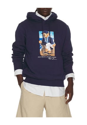 Polo Ralph Lauren Seasonal Fleece Novelty Newport Bear Sweatshirt in Navy. Size S. Also in M, L, XL/1X, XXL/2X.