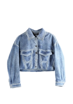 Kiko Kostadinov acid-wash cropped jacket - Blue