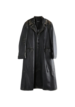 Ann Demeulemeester faded-effect leather coat - Black