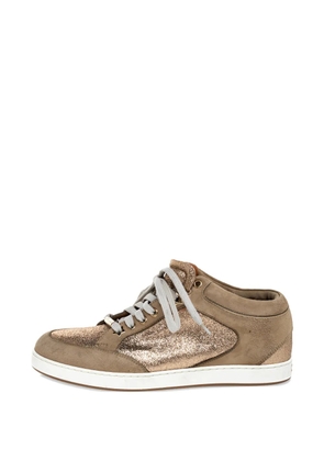 Jimmy Choo Pre-Owned Miami glitter suede sneakers - Neutrals