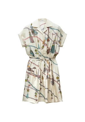 Versace printed silk twill mini dress - Neutrals