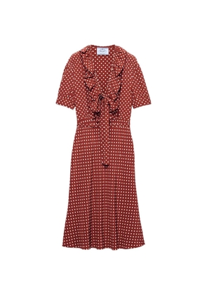 Prada polka-dot print marocain dress - Brown