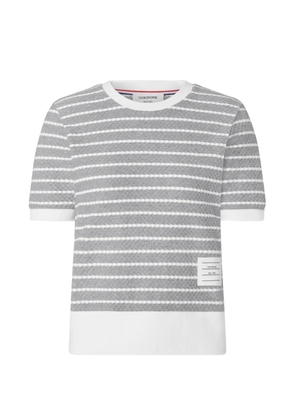 Thom Browne striped honeycomb-rib T-shirt - Grey