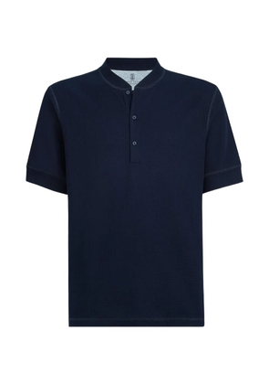 Brunello Cucinelli button-down short-sleeve polo shirt - Blue