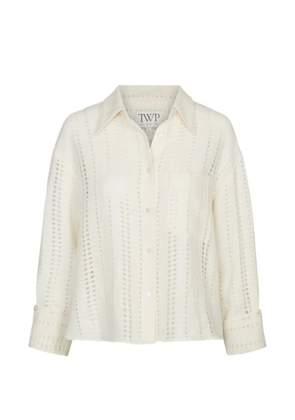 TWP JD stripe-patterned point-collar shirt - Neutrals