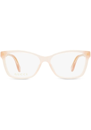 Gucci Eyewear logo-plaque rectangular-frame glasses - Pink