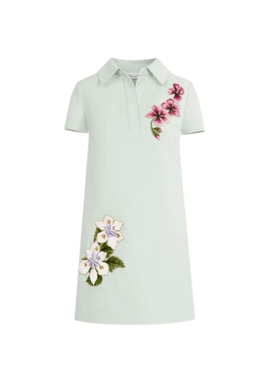 Oscar de la Renta Dominican mixed-floral threadwork shift dress - Blue