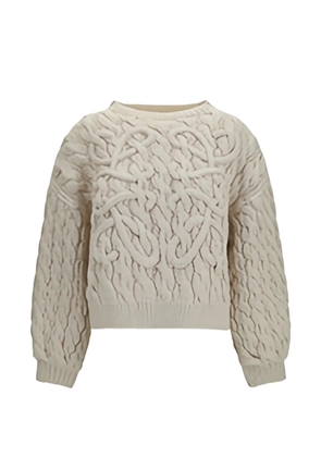 LOEWE Anagram cable-knit sweater - Neutrals