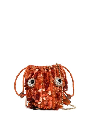 Anya Hindmarch sequin-embellished crystal-detail crossbody bag - Orange