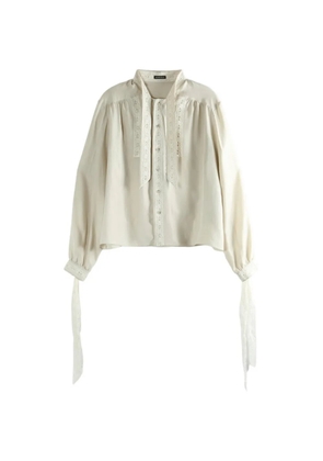 Ann Demeulemeester lace-trim silk shirt - White