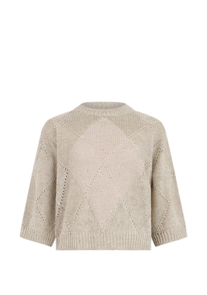 Peserico sequined argyle-knit sweater - Neutrals