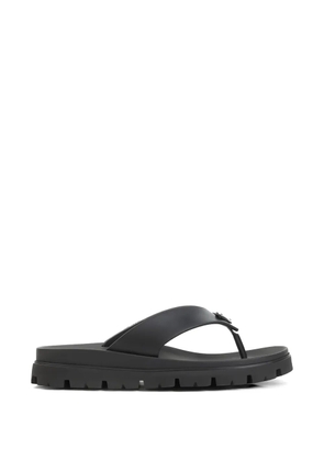 Prada triangle logo flip flops - Black