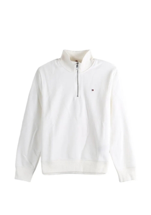 Tommy Hilfiger quarter-zip logo-embroidered sweater - White