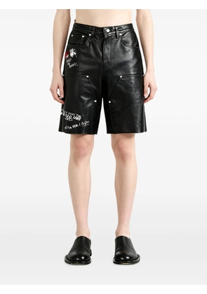 Paly Holy Mountain graffiti-print leather shorts - Black