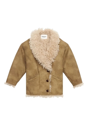 ISABEL MARANT Clea faux-shearling collar coat - Brown