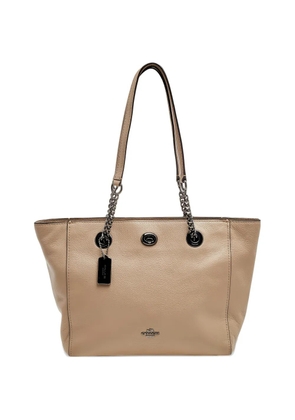 Coach turn-lock leather tote bag - Grey