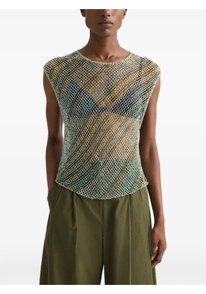 TWP bead-embellished mesh top - Green