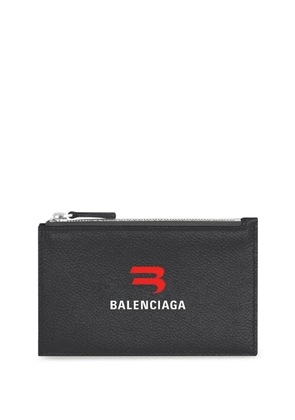 Balenciaga logo-print leather cardholder - Black