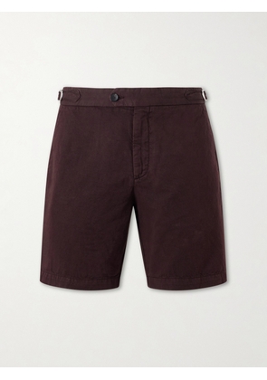 Mr P. - Straight-Leg Cotton And Linen-Blend Bermuda Shorts - Men - Burgundy - 28