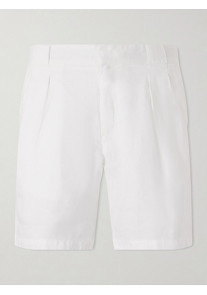 Mr P. - Straight-Leg Pleated Linen Shorts - Men - White - 28