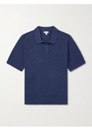 Sunspel - Vintage Cotton-Mesh Polo Shirt - Men - Blue - S