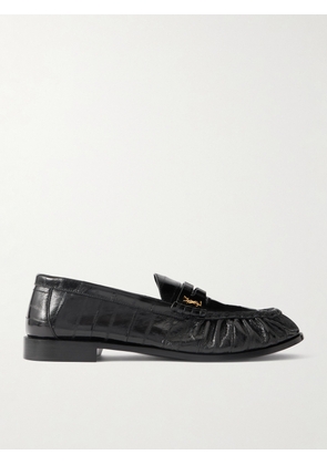 SAINT LAURENT - Le Loafer Monogram Logo-Appliquéd Eel Penny Loafers - Men - Black - EU 41
