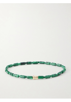 Luis Morais - 14-Karat Gold Agate Beaded Bracelet - Men - Green
