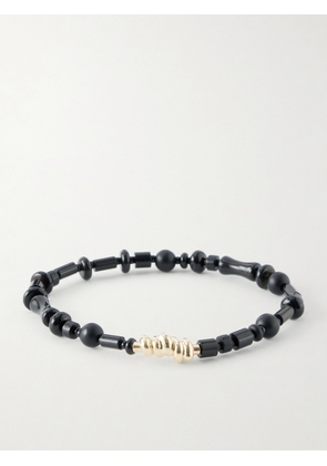 Luis Morais - 14-Karat Gold Agate Beaded Bracelet - Men - Black