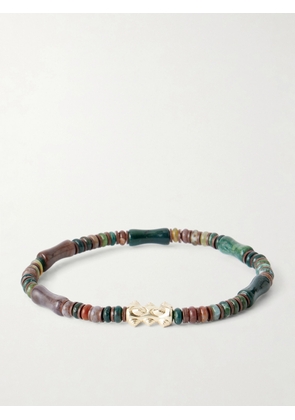 Luis Morais - 14-Karat Gold Agate Beaded Bracelet - Men - Brown