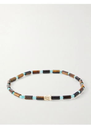 Luis Morais - 14-Karat Gold Agate Beaded Bracelet - Men - Blue